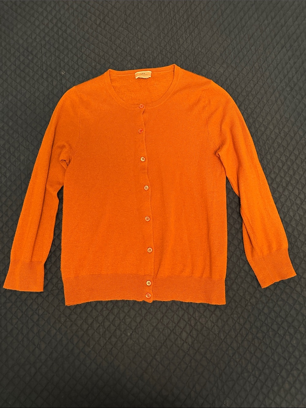 J. Crew Bright Orange Button-Up Crewneck Cardigan